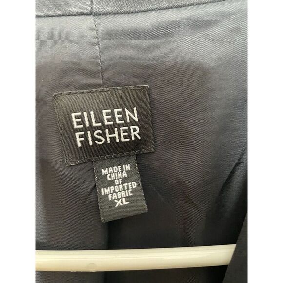 Eileen Fisher Size XL Black Jacket Open Front Blazer Short Pockets - Picture 4 of 9